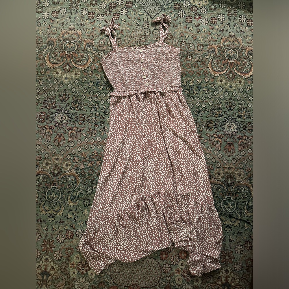 Tie strap pink pattern dress
